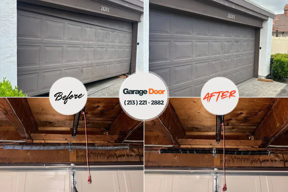 Before and after: garage door repair Bellefonte, KY